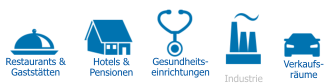 Restaurants & Gaststätten Hotels &Pensionen Gesundheits-einrichtungen Industrie Verkaufs-räume